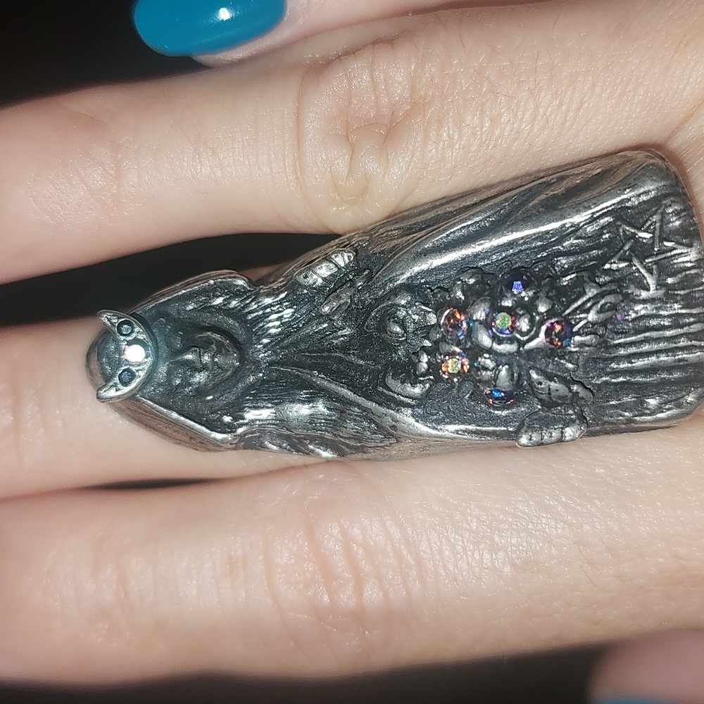 Silver Statement Ring With Multicolor Accents - image 3